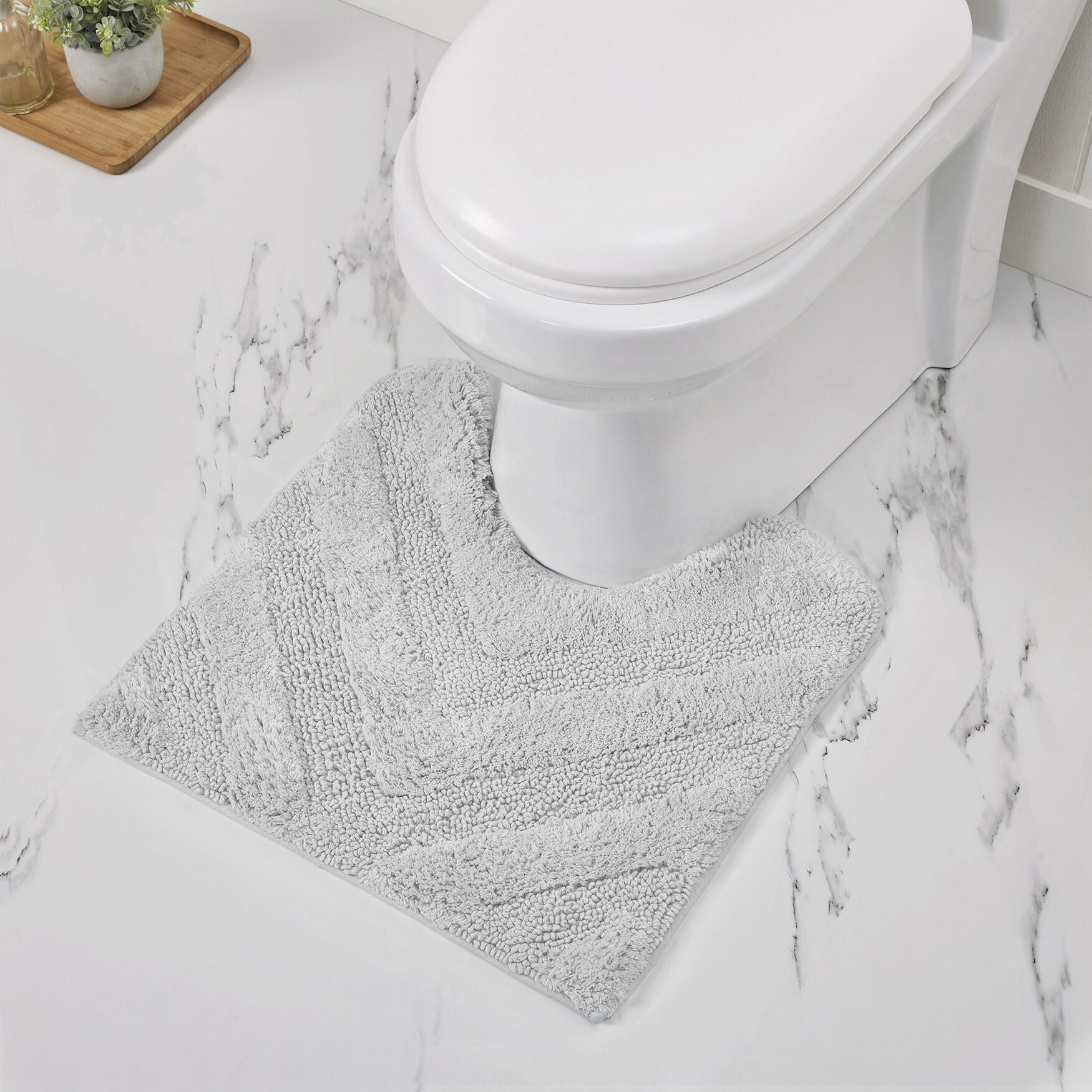 Hugo Collection 100% Cotton 20 inches X 20 inches Contour Bath Rug, WHITE, hi-res image number 0