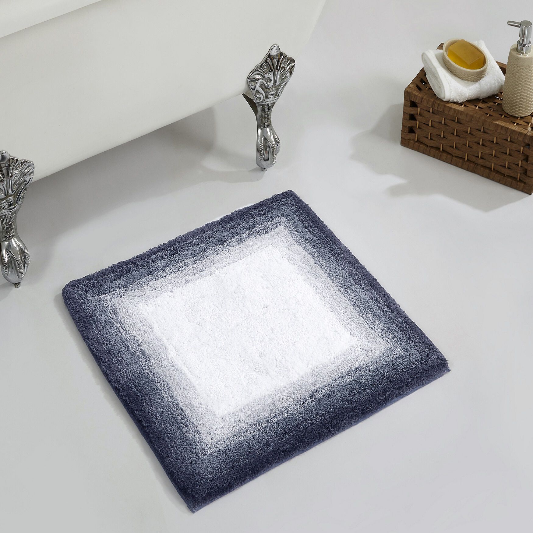 Torrent Bath Mat Rug, 24 inches X 24 inches, GRAY, hi-res image number 0