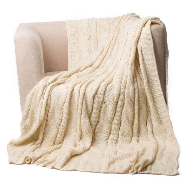 Battilo Home Cable Knit Throw Blanket, Acrylic Soft Cozy Snuggle Blanket, All Seasons Suitable for Adults and Kids, 50 inches x 60 inches, , alternate image number 2