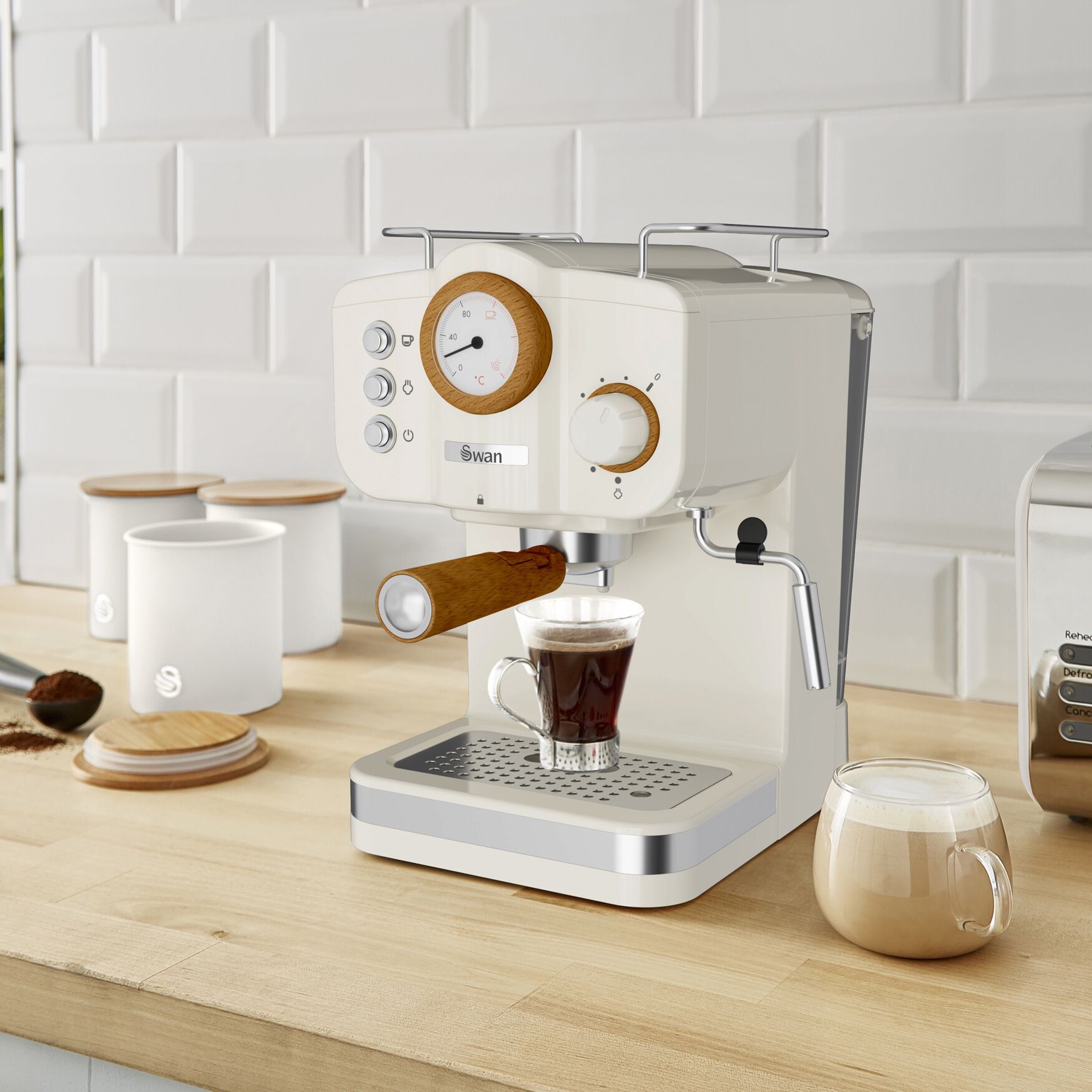 Swan Nordic Pump Espresso Coffee Machine - White, WHITE, hi-res image number 0