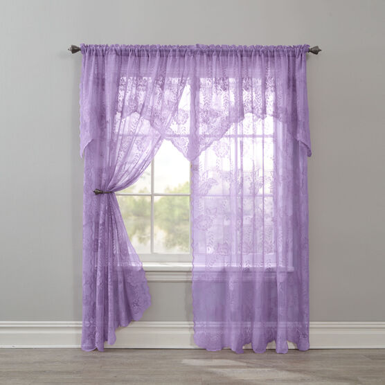 Ella Floral Lace Panel with Attached Valance, , on-hover image number null