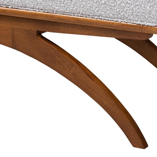 Orella Japandi Cream Boucle Fabric And Walnut Brown Finished Wood Bench, , alternate image number 9