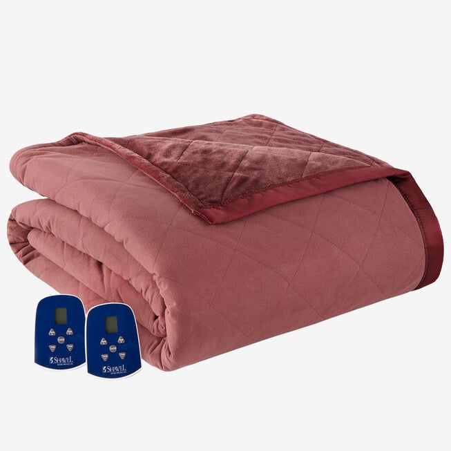 Micro Flannel® Reverse to Ultra Velvet® Electric Blanket, MERLOT, hi-res image number 0