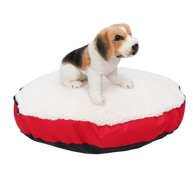 Happycare Tex Durable Oxford to Sherpa Pet Cave and Round Pet Bed, 25 inches, with Removable top and Insert, Red, , alternate image number null
