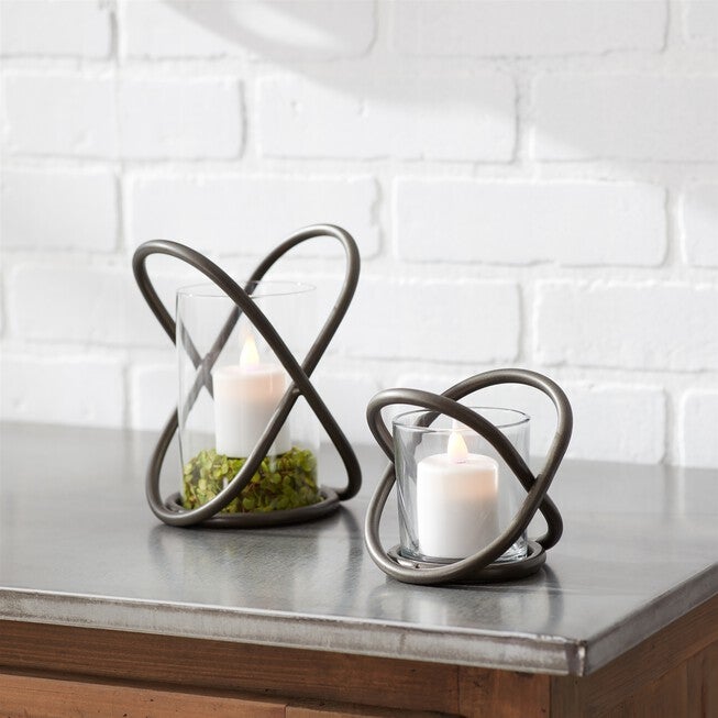 Votive Holder (Set of 2) 4 inchesH Metal/Glass, BROWN/BRONZE, alternate image number 1