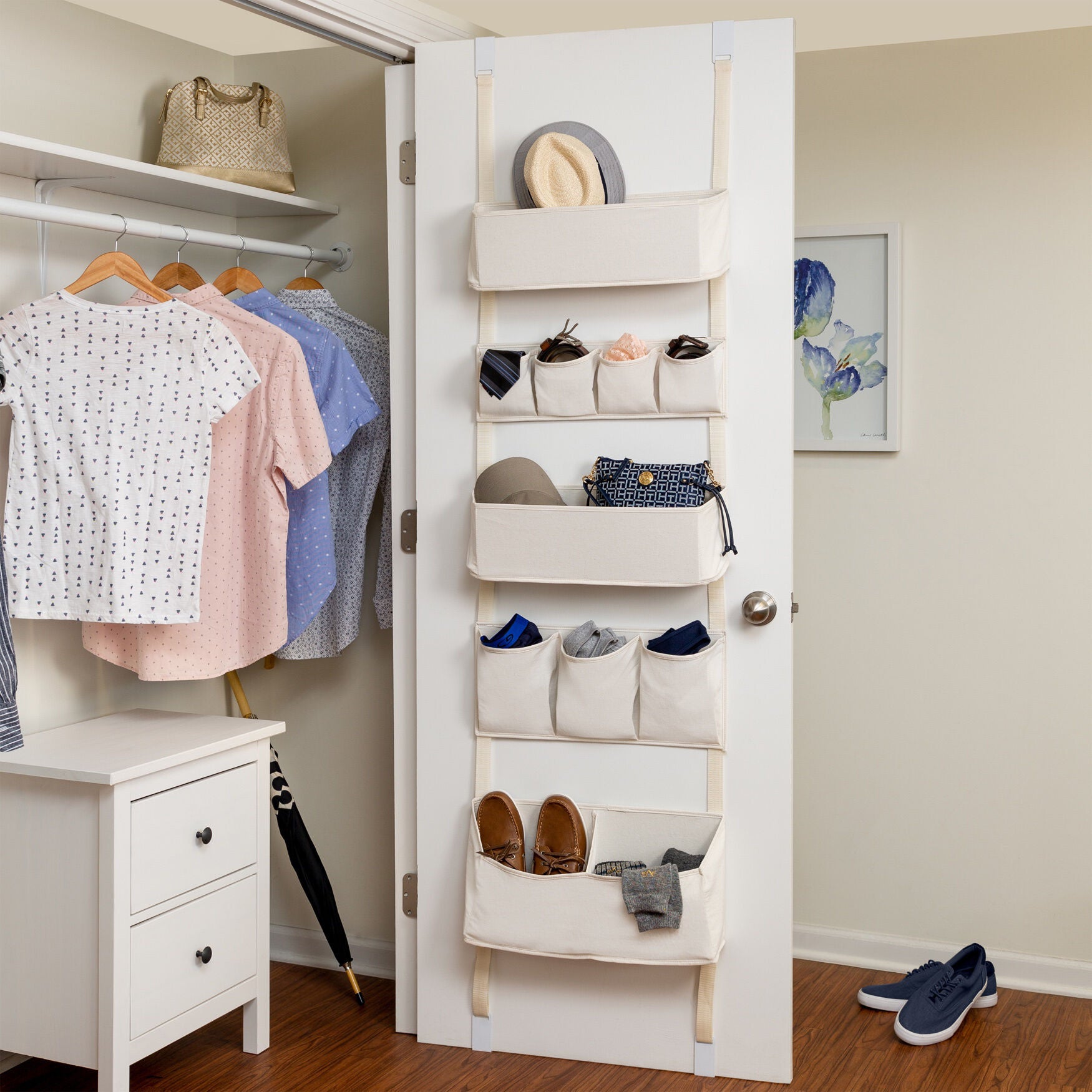 10-Pocket Over-the-Door Organizer, BEIGE, hi-res image number 0