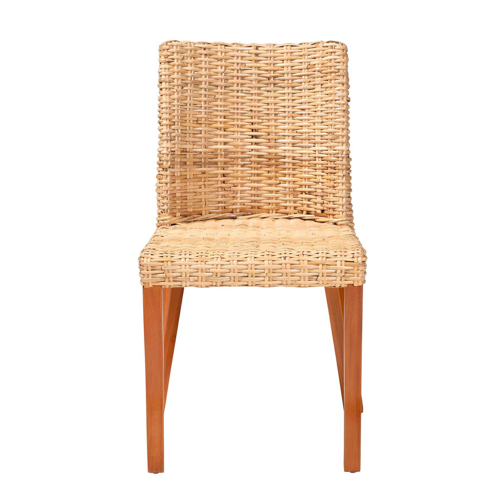 Rowen Bohemian Light Honey Kubu Rattan And Mahogany Wood Dining Chair, , on-hover image number 1