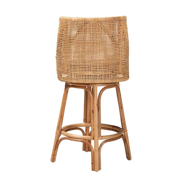 Bella Modern Bohemian Natural Brown Rattan Bar Stool, , alternate image number 3