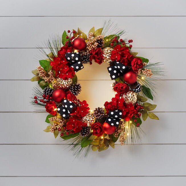 24 inches Pre-Lit Glam Wreath, MULTI, hi-res image number 0