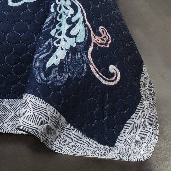 Lush Décor Aster Quilt Navy 3Pc Set, , alternate image number null