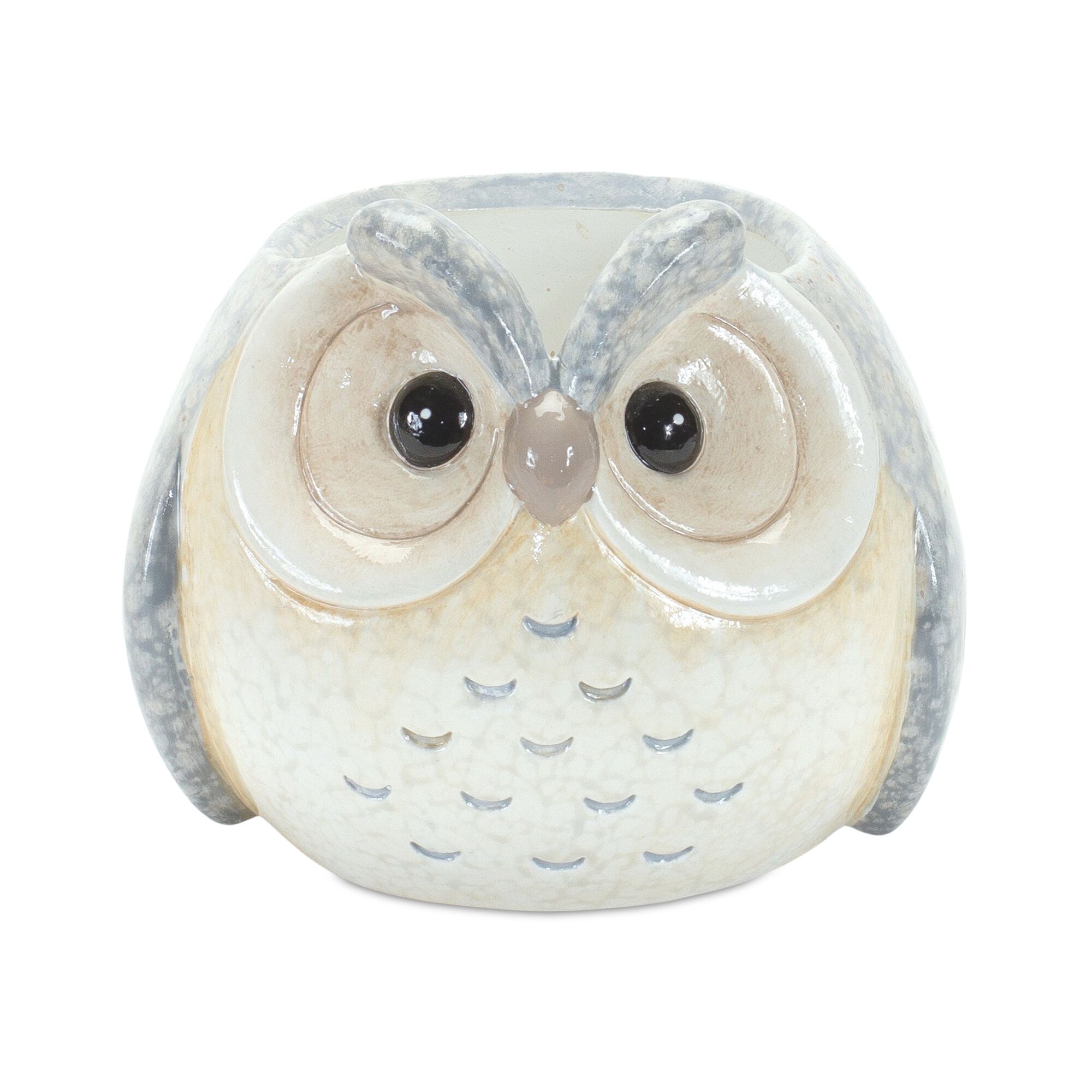 Whimsical Pastel Terra Cotta Owl Figurine (Set of 12), BLUE PINK GREY, alternate image number 2