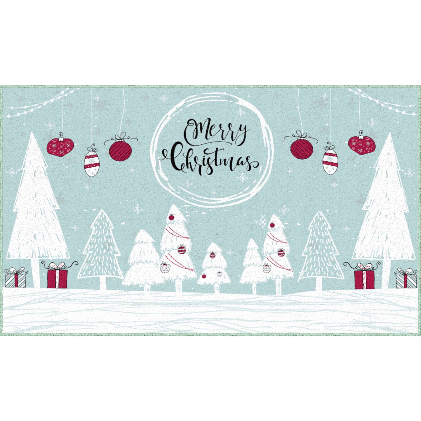 Merry Forest Light Blue Kitchen Rug, LIGHT BLUE, hi-res image number 0