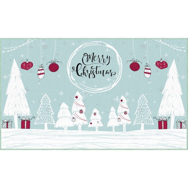 Merry Forest Light Blue Kitchen Rug, LIGHT BLUE, hi-res image number 0