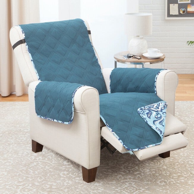 Printed Reversible Quilted Recliner Chair Protector, , alternate image number null