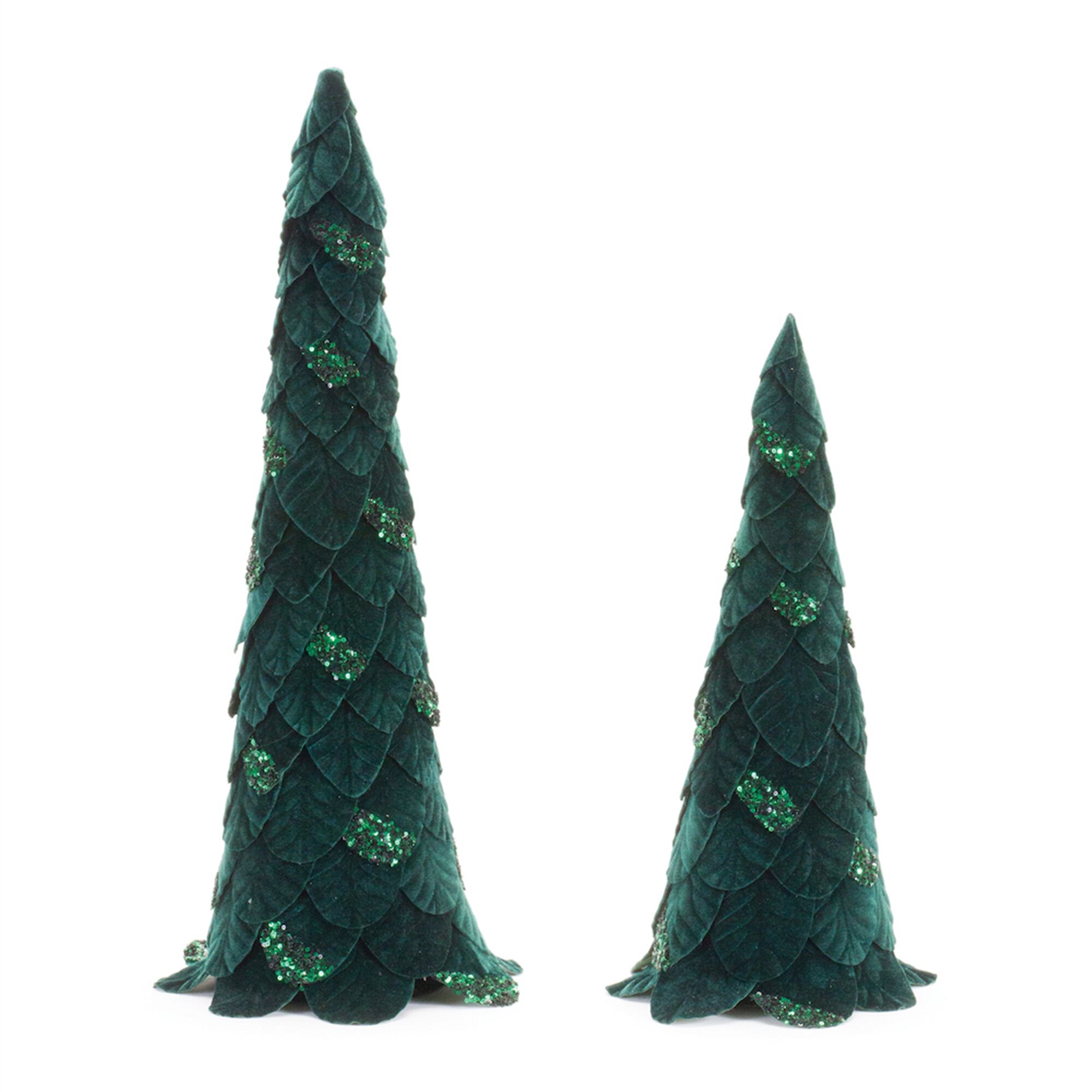 Green Beaded Leaf Pine Tree (Set of 2), GREEN, alternate image number 1