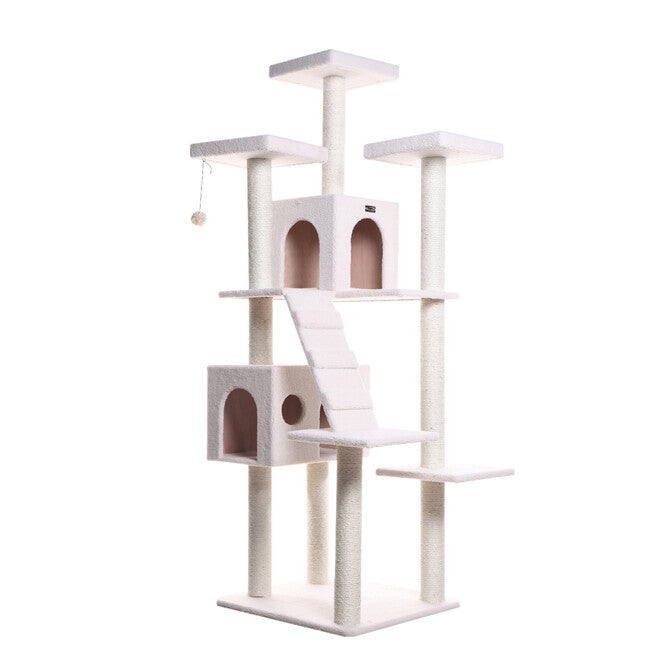 Classic 77 inches Multi Levels Real Wood Cat Tree With Ramp, Three Perches, Two Condos, , alternate image number null