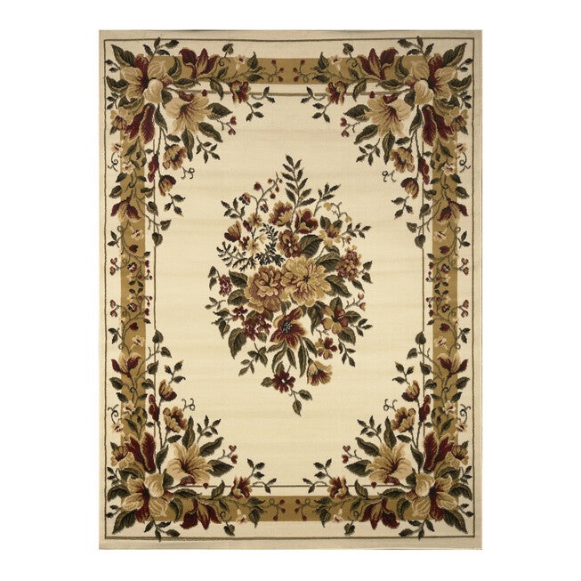 Optimum Floral Bouquet Rug, 5 feet 2 inchesx7 feet 2 inches, IVORY FLORAL, hi-res image number null