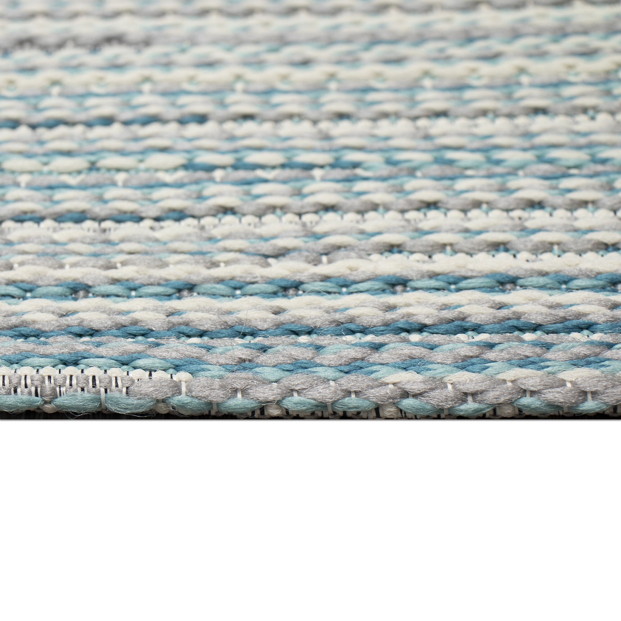 Liora Manne Miranda Tweed Stripe Indoor/Outdoor Area Rug Aqua 2' x 2 feet 10 inches, AQUA, alternate image number 4