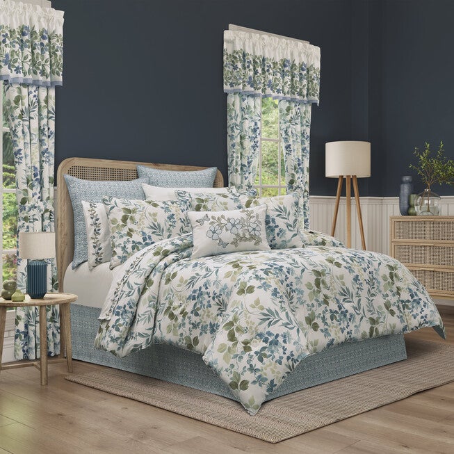 Evergreen Blue 4 Piece Comforter Set, BLUE, hi-res image number 0
