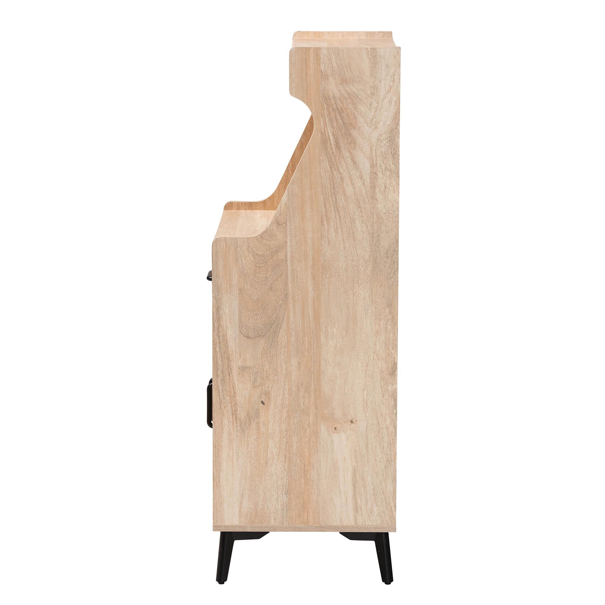 Pavone Mid-Century Modern Oak Brown Wood Kitchen Cabinet, BROWN, alternate image number 4