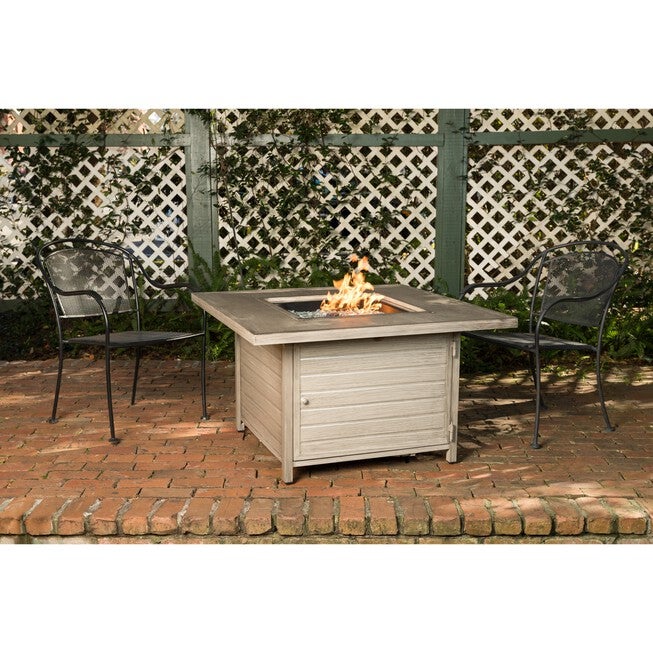 Langhorne Square Aluminum LPG Fire Pit in Barnwood, , on-hover image number 1