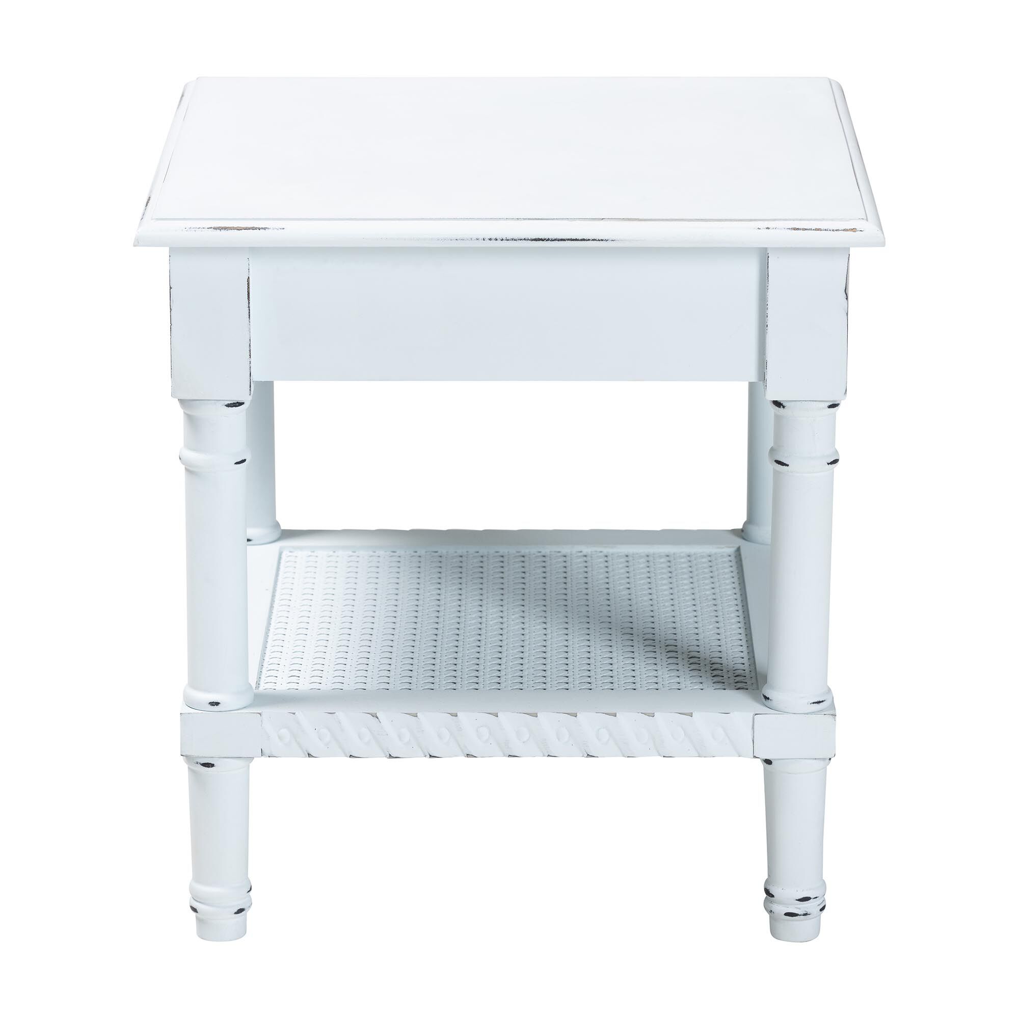 Jeanne Vintage Traditional White Wood End Table, WHITE, alternate image number 3