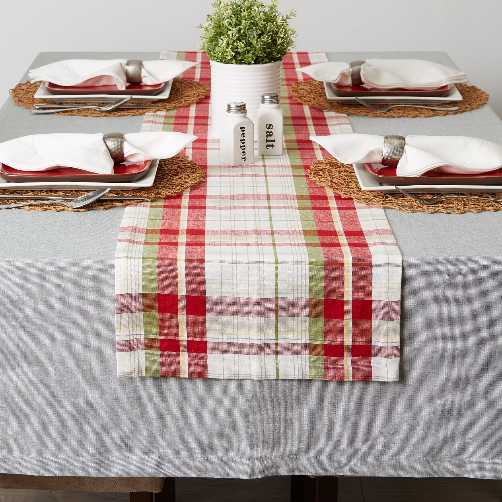 Orchard Plaid Table Runner 14x72, , alternate image number 3
