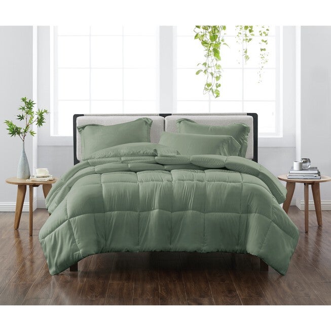 Heritage Solid Comforter Set, GREEN, hi-res image number 0
