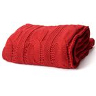 Battilo Home Cable Knit Throw Blanket, Acrylic Soft Cozy Snuggle Blanket, All Seasons Suitable for Adults and Kids, 50" x 60", RED, hi-res image number null