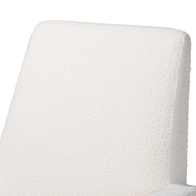 Yashiya Mid-Century Modern Off-White Boucle Upholstered And Walnut Brown Finished Wood Rocking Chair, , alternate image number 4