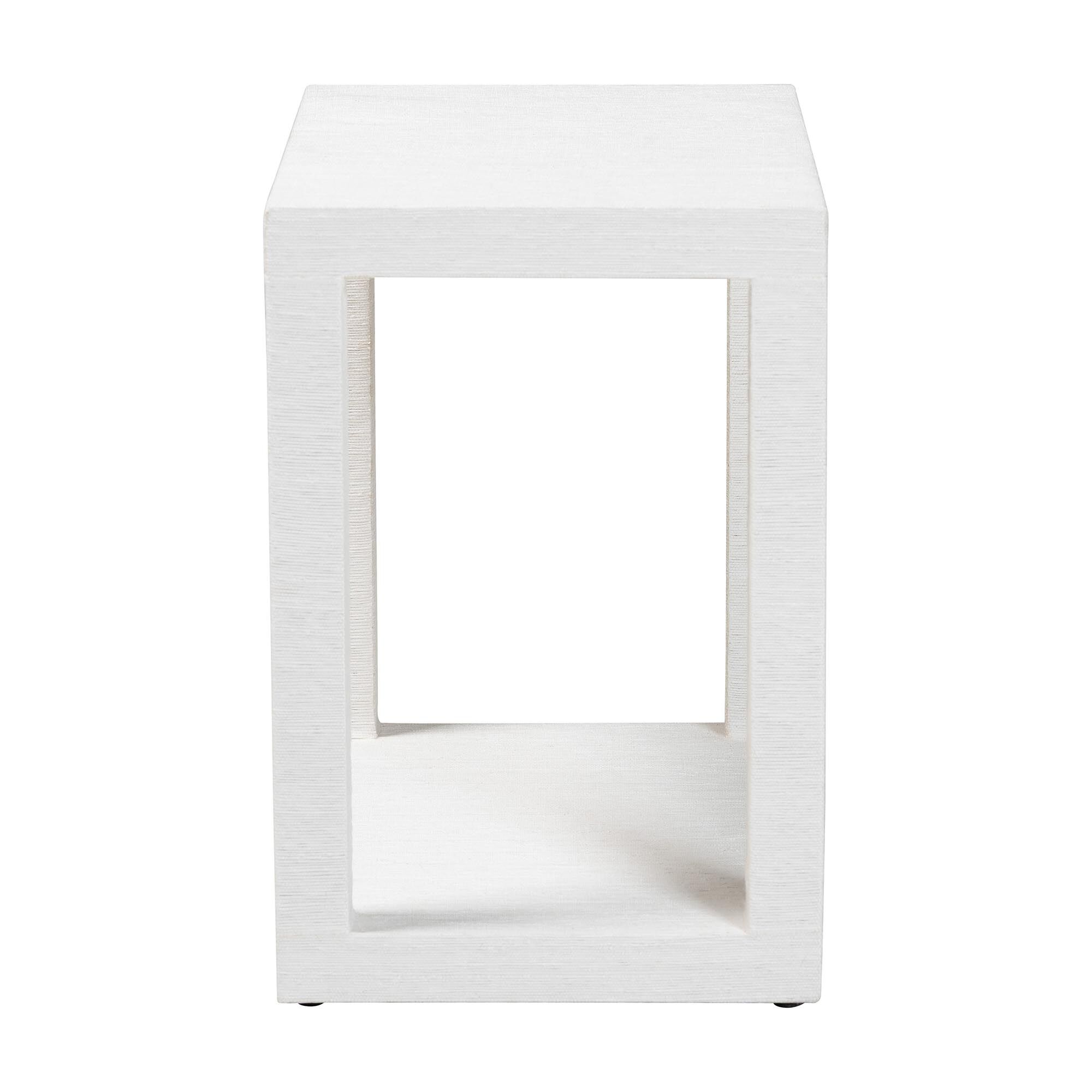 Oaklynn Natural Grasscloth End Table, WHITE, alternate image number 3