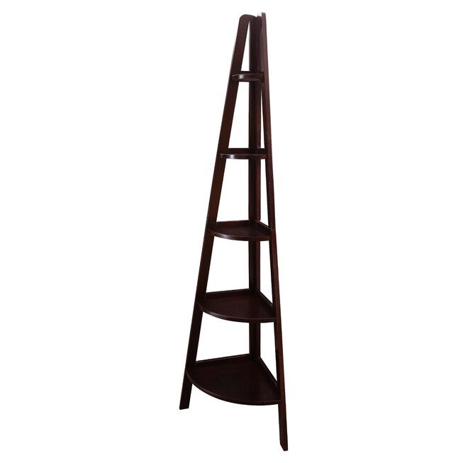 5-Shelf Corner Ladder Bookcase-Espresso, , alternate image number null