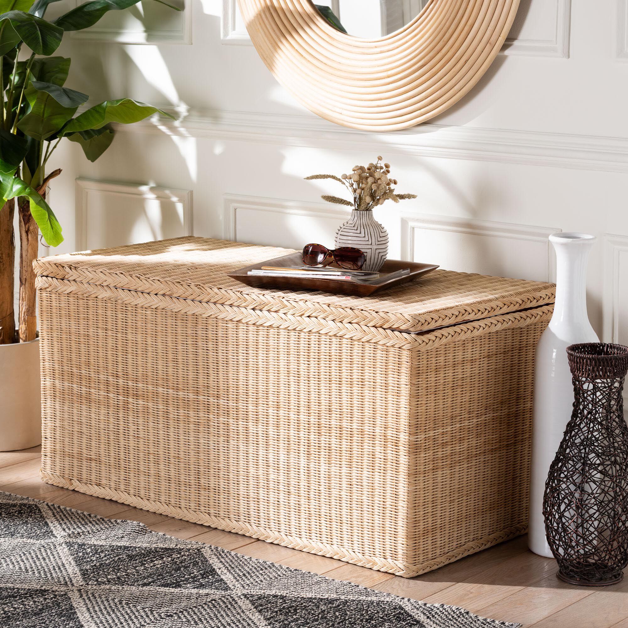 Caden Braided Natural Rattan Chest | OneStopPlus