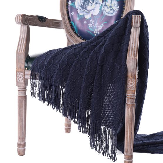 Battilo Home Throw Blanket Textured Solid Soft Sofa Couch Decorative Knit Blanket, 50" x 60", , on-hover image number null