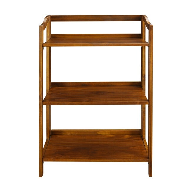 Stratford 3-Shelf Folding Bookcase-Warm Brown, BROWN, hi-res image number null