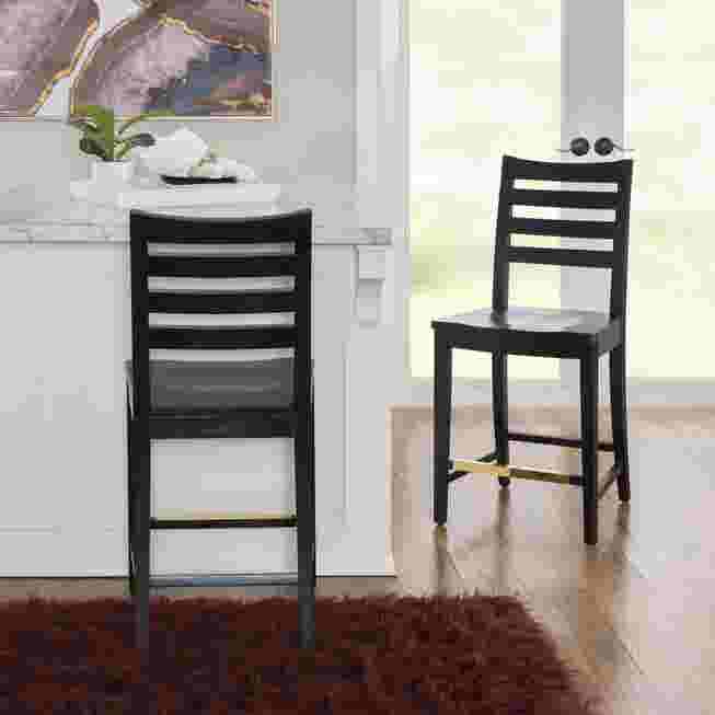 Two stools in a kitchen/dining area setting