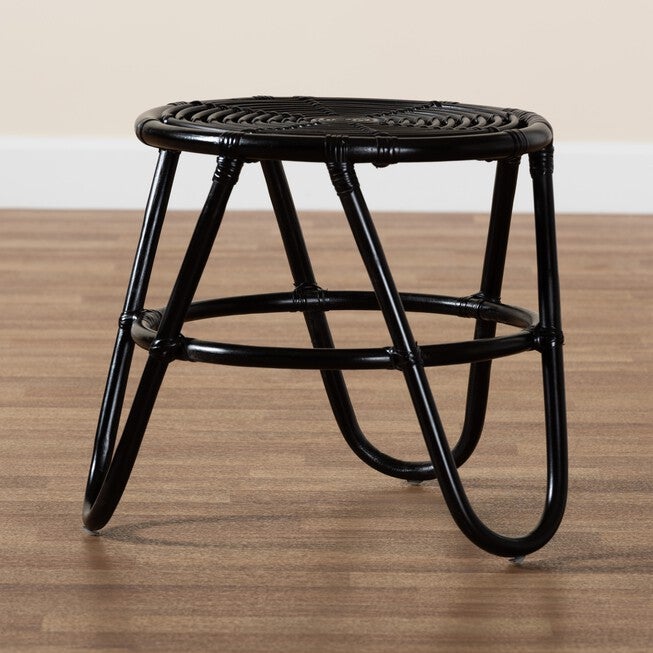 Pertessa Modern Bohemian Black Finished Rattan End Table, , alternate image number 5