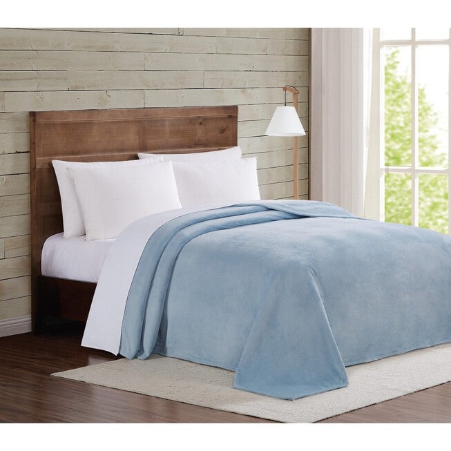 Velvet Plush Blanket, LIGHT BLUE, hi-res image number 0