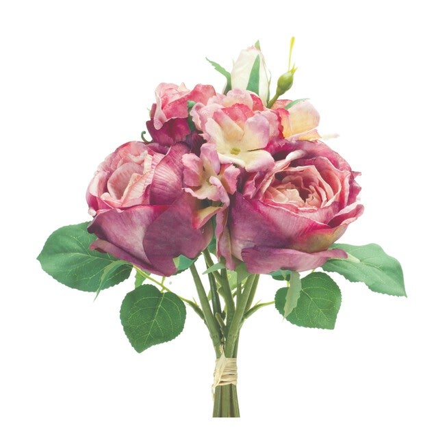 Rose Bundle (Set of 6) 12.5 inchesH Polyester, PURPLE/GREEN, hi-res image number null