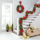 Pre-Lit Poinsettia Wreath, , alternate image number null