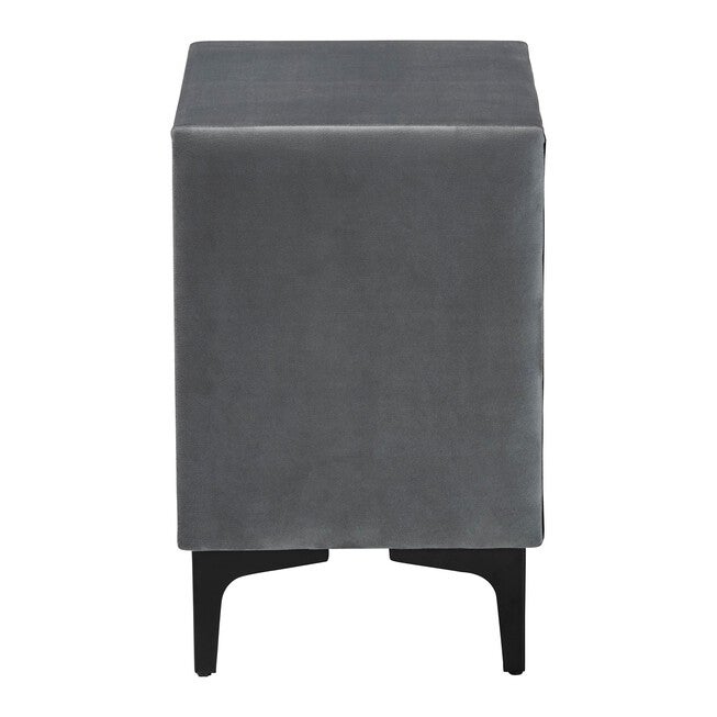 Etienne Modern Slate Grey Velvet 2-Drawer Nightstand, SLATE, alternate image number 4