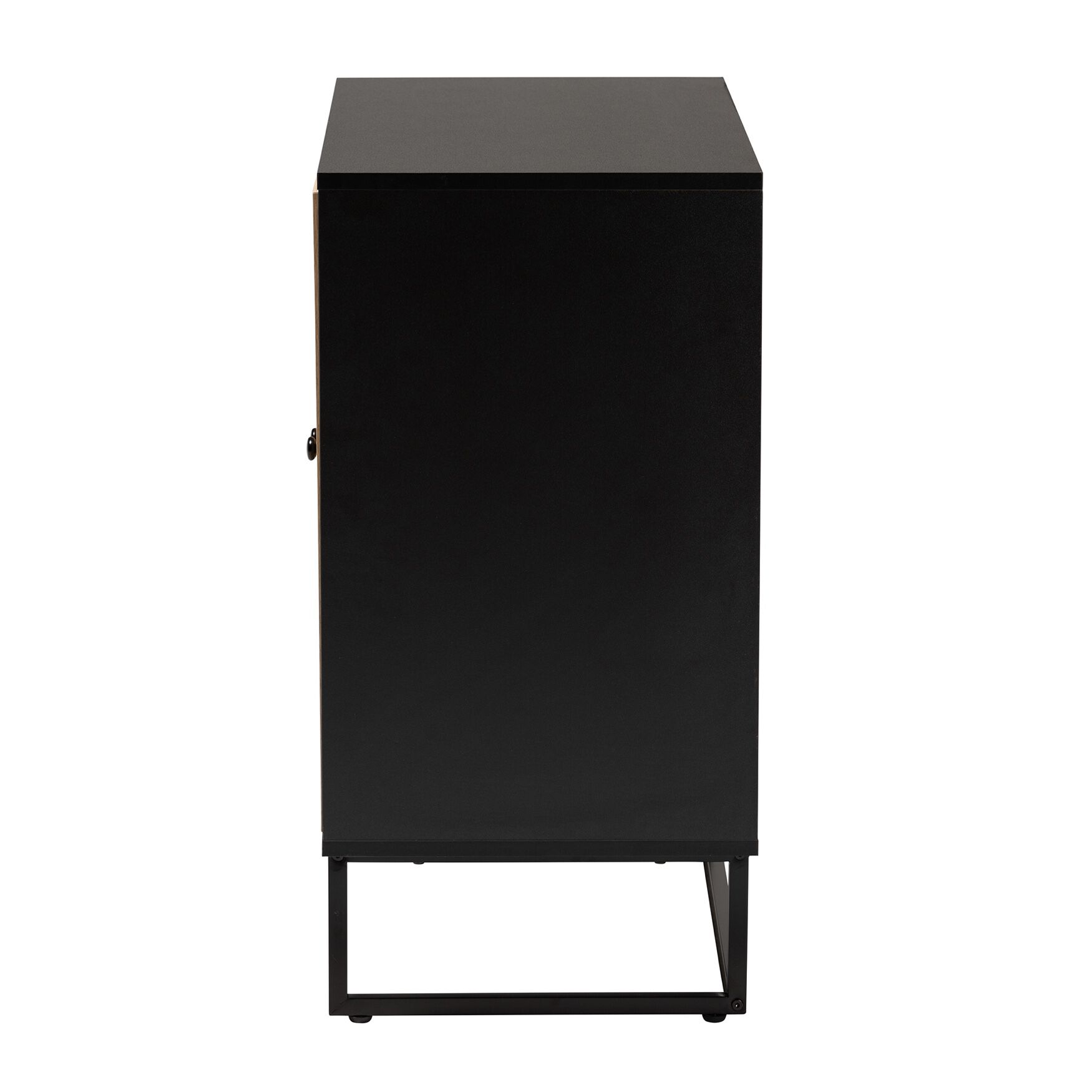 Declan Mid-Century Modern Espresso Brown Finished Wood And Natural Rattan 2-Door Storage Cabinet, , alternate image number 3