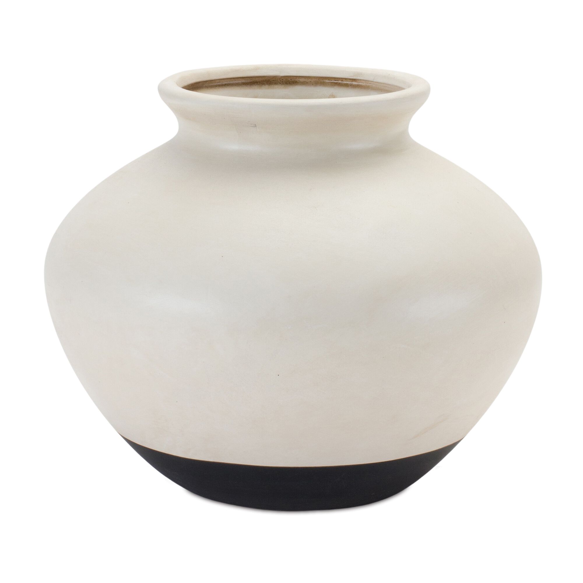 Pot 9 inchesD x 7.5 inchesH Ceramic, CREAM BLACK, hi-res image number 0
