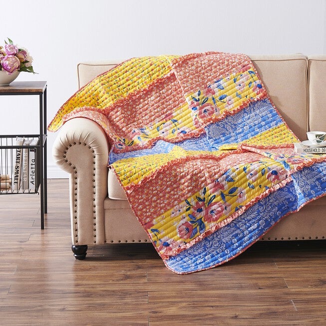 Skylar Quilted Throw Blanket, CALICO, hi-res image number 0