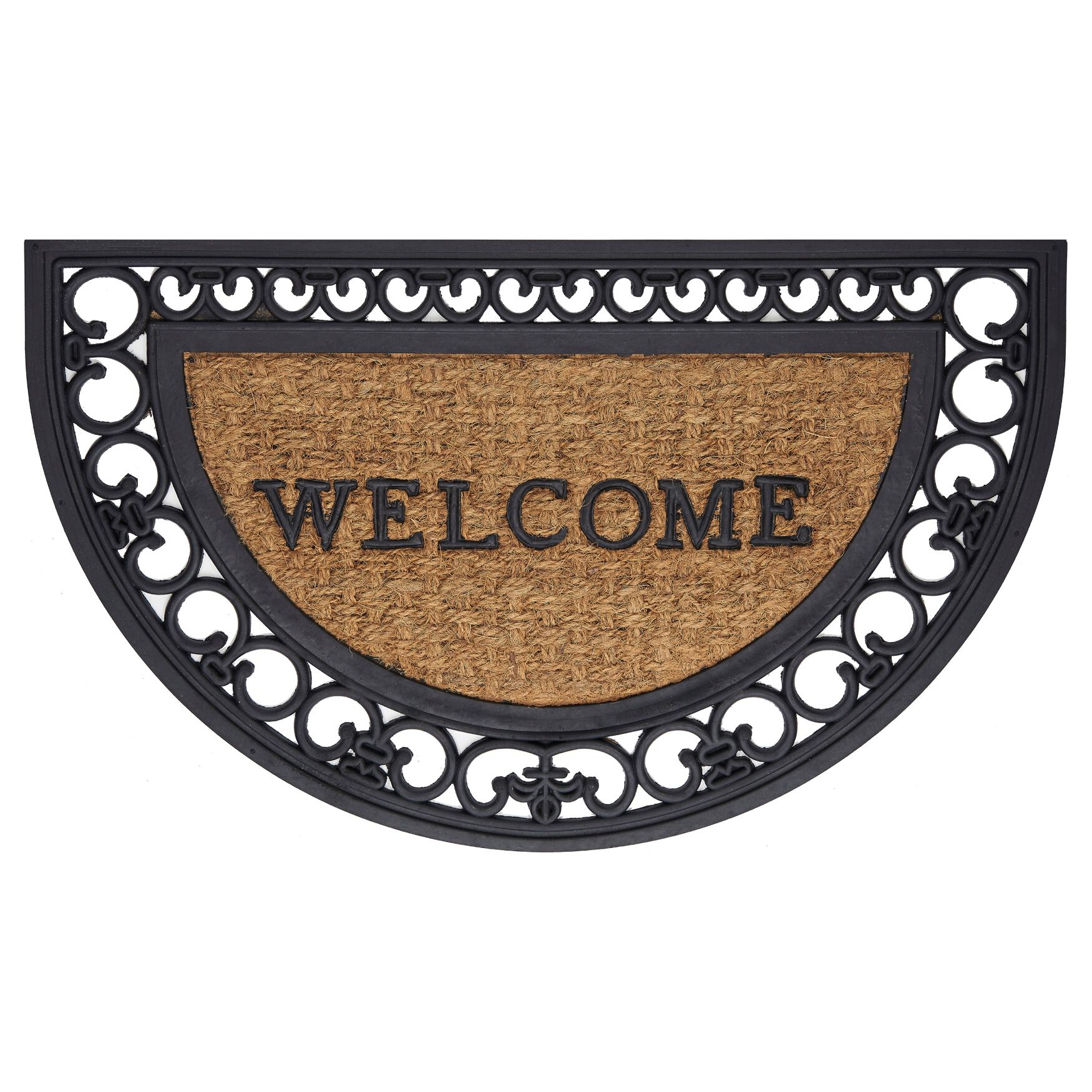 Wrought Iron Rubber Mat 18 inches x 30 inches, BROWN BLACK, hi-res image number 0