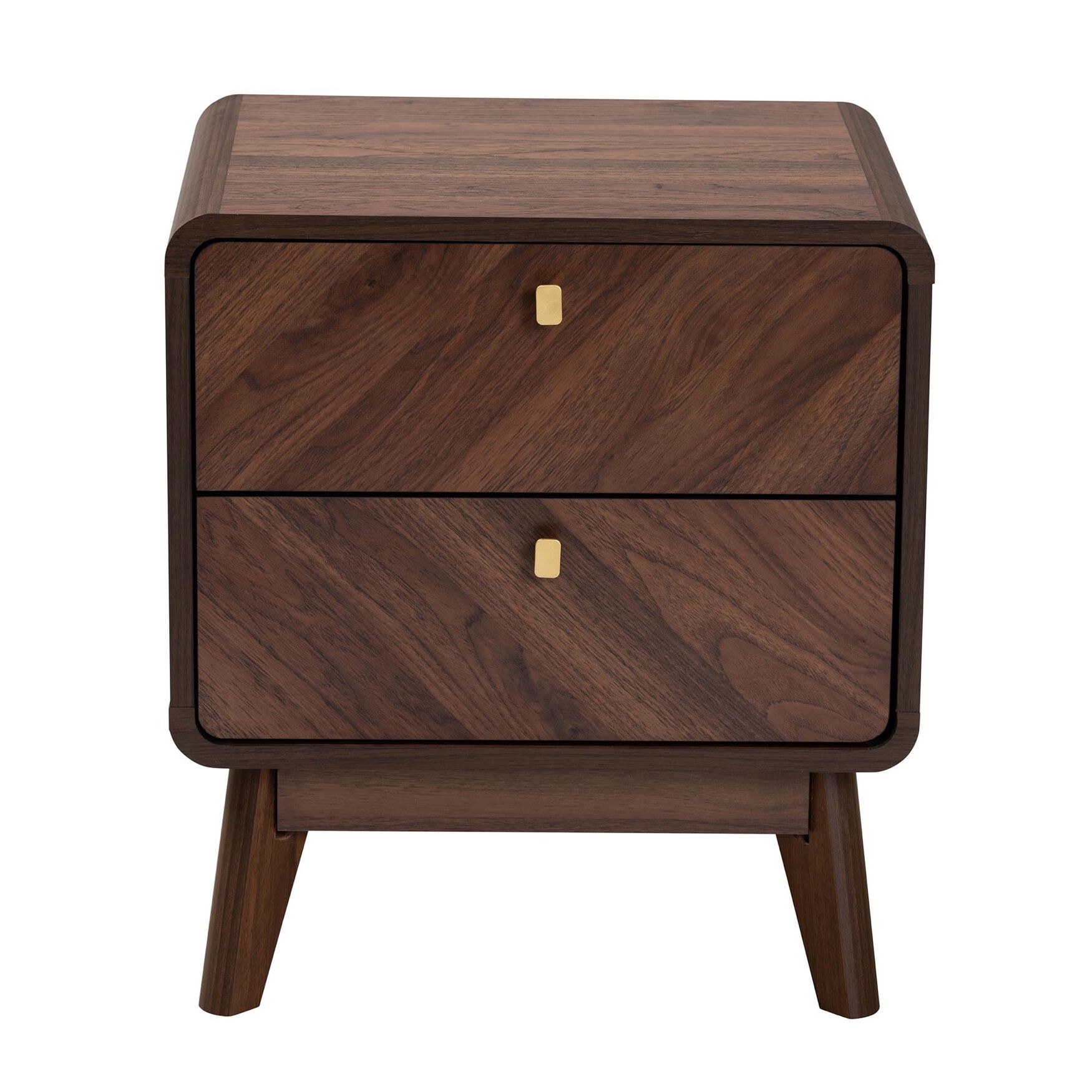 Markell Mid-Century Transitional Walnut Brown Finished Wood 2-Drawer Nightstand, , alternate image number 8