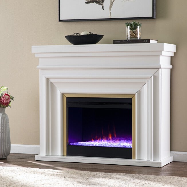 Bevonly White Color Changing Fireplace, WHITE, hi-res image number 0