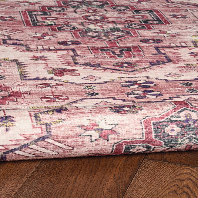 Washable Marcie Ivory/Pink Rug, , alternate image number null