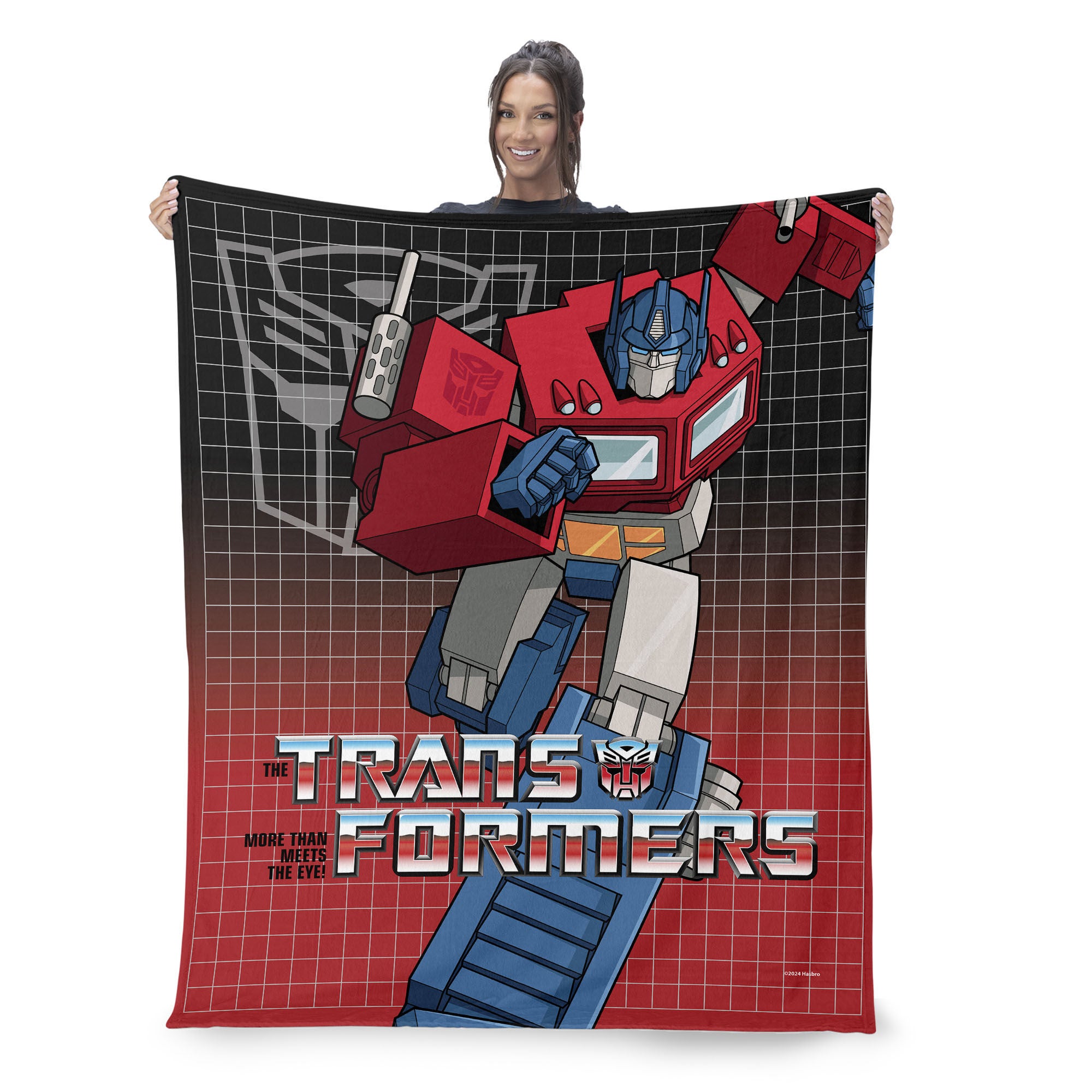 Hasbro Transformers G1 Grid Optimus Prime Silk Touch Throw Blanket 50X60 Inches, RED, on-hover image number 1