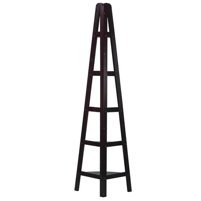 5-Shelf Corner Ladder Bookcase-Espresso, , alternate image number null